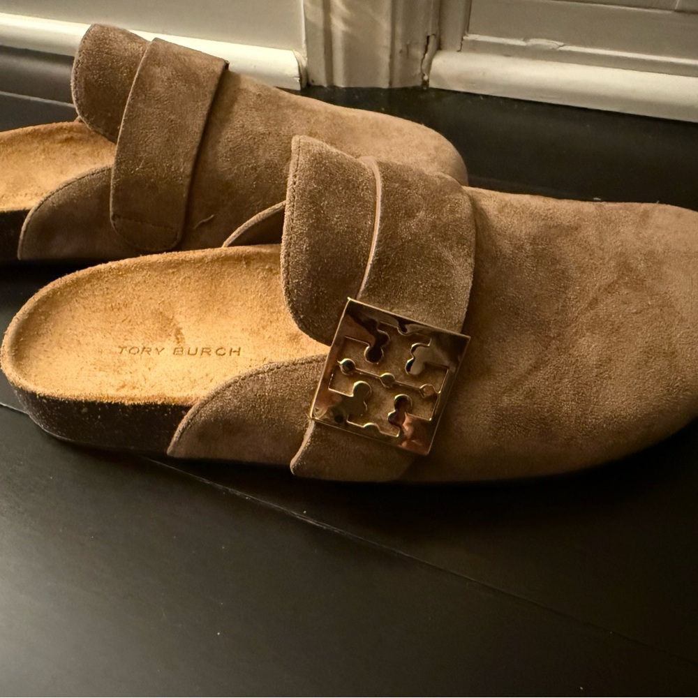 Tory Burch "Mellow Mule" Tan Suede Women's Shoes